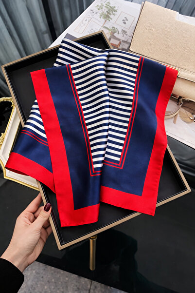 Behills Kadın Bandana FularKare Desenli Rayon Kumaş İtalyan Dikişli Boyun Ful...