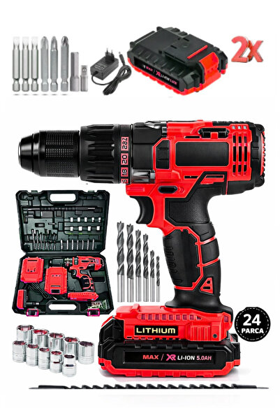 MOONSHOP Pro Japan Seri 144 Vf 5 Ah Metal Şanzıman Çift Akülü Şarjlı Darbeli ...