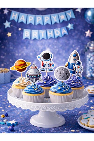 Parti Adresi Kozmik Galaksi Temalı Kürdan Uzay Figürlü Cupcake Kürdanı Pasta ...