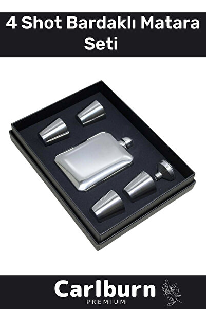 Carlburn Özel Üretim Uzun Süre Soğuk Tutan Kahve Çelik Kutulu 1 Matara 4 Shot...