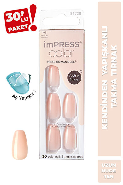 Impress Kendinden Yapışkanlı Takma Tırnak Uzun Nude