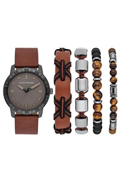 SKECHERS طقم ساعة يد وسوار للرجال SR9090