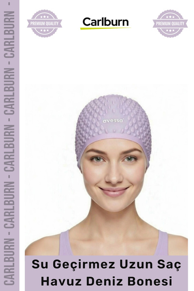 Carlburn # قبعة سباحة مرنة من السيليكون مضادة للانزلاق ومقاومة للماء، قبعة سب...