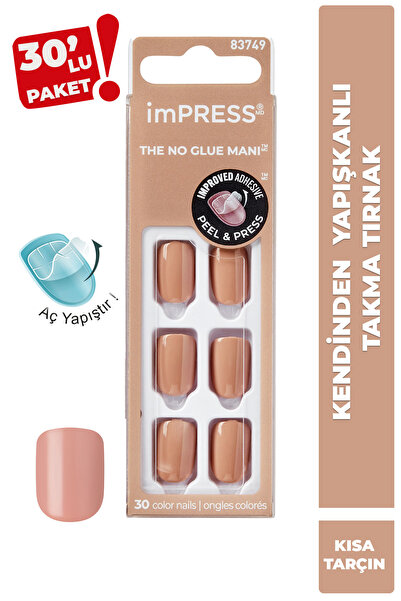 Impress Kendinden Yapışkanlı Takma Tırnak Kısa Tarçın