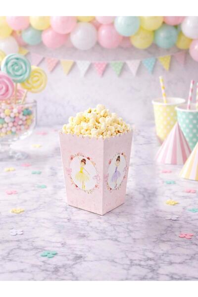 Parti Adresi Balerin Temalı Karton Mısır Kutusu Popcorn Kutusu 8'li