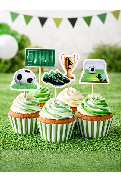 Parti Adresi Futbol Temalı Figürlü Kürdan Pasta Süsü Cupcake Kürdanı 10'lu