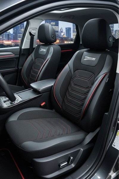 GM-DESIGN غطاء مقعد سيارة فاخر من سلسلة التيتانيوم - مجموعة كاملة لـ 5 مقاعد
