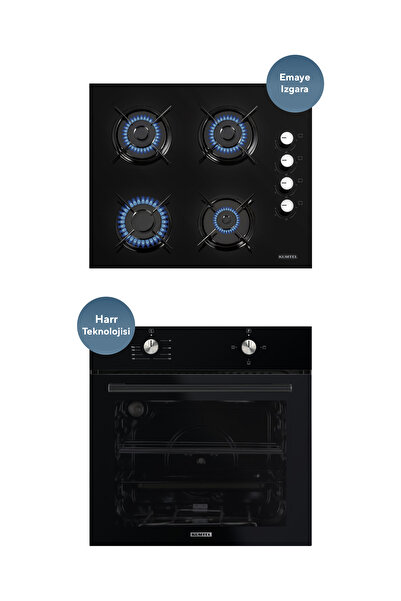 KUMTEL Siyah 2 li Set ( Ocak - Fırın )