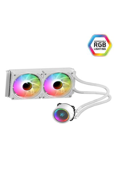 GAMETECH Hydra 240mm White Argb Amd/Intel Heat Indicator Rgb Liquid Cooling S...
