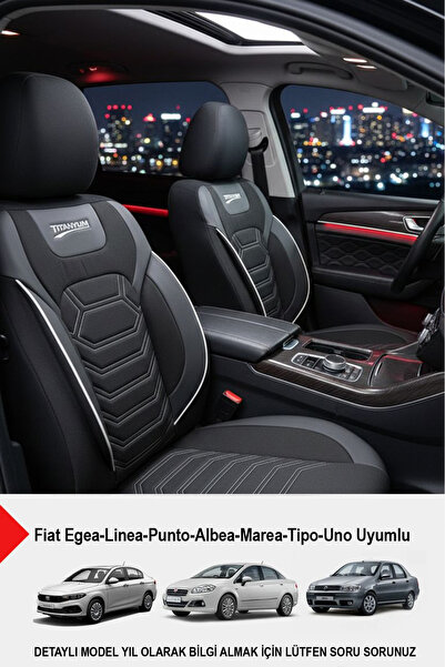 GM-DESIGN Titanium Series Luxury Linen Car Seat Cover (Compatible with Fiat E...