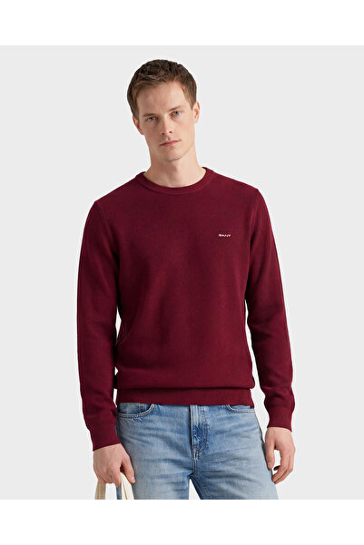 Gant Erkek Bordo Regular Fit Bisiklet Yaka Kazak