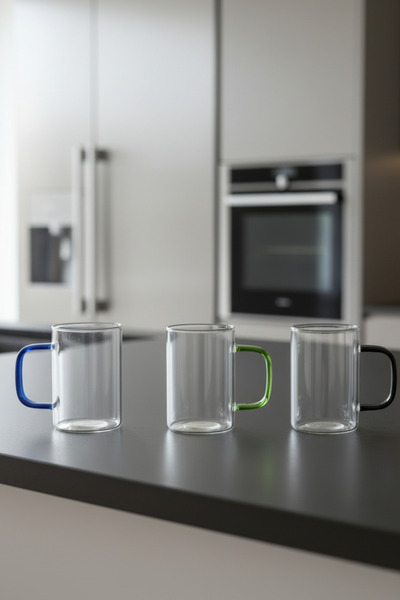İpek Porselen 6-Person Borosilicate Square Colored Glass Coffee-Tea Set with ...