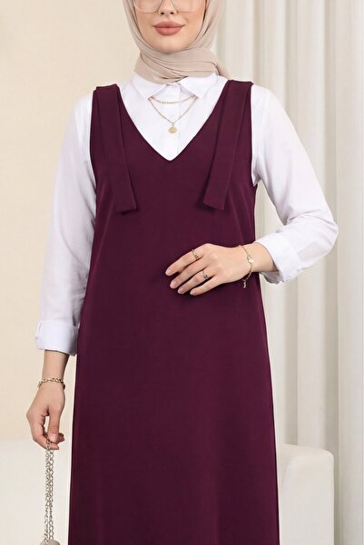 Modamorfo Dugačka vesta sa vezanim ramenima - bordo