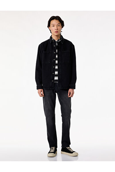 Koton Long Sleeve Pocketed Buttoned Shirt Collar Oversized Jean Shirt Jacket