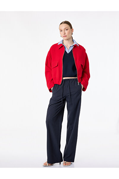 Koton Elastic Waist Tie Straight Fit Straight Wide Leg Pants