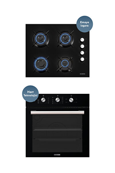 KUMTEL Siyah 2 li Set ( Ocak + Fırın )