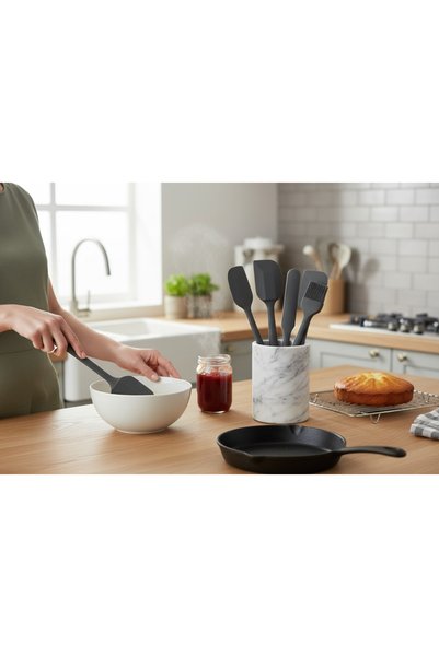 EMPA A V M Eucalyptus 6-Piece 100% Silicone Egg Brush and Spatula Set