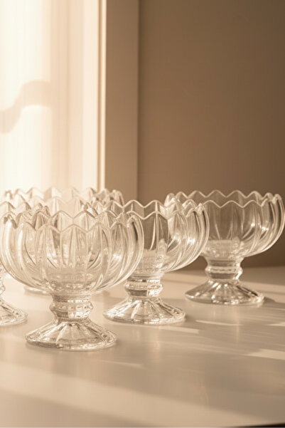 6TEEN 6-Person Modern Design Glass Ice Cream Bowl and Dessert Bowl Set with F...