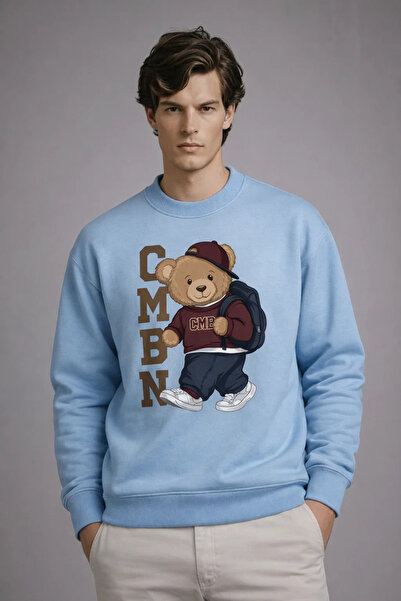 COMBİNE MİCHAİL Men's Cmbn Teddy Bear Printed B.Blue Sweatshirt