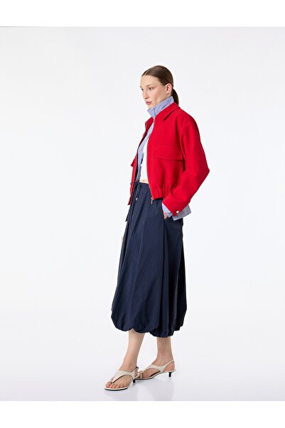 Koton Fustă midi tip balon, croială lejeră, cu talie legată și buzunare, din ...