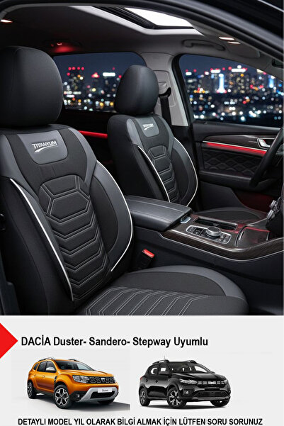 GM-DESIGN Titanium Series Luxury Linen Car Seat Cover - (Daci̇a Sandero-Stepw...