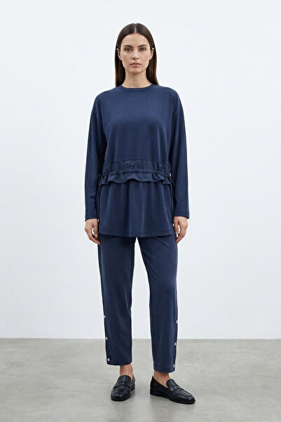 Puane Women's Waist Tightening Detailed Modal Set – 14456Tks - Navy