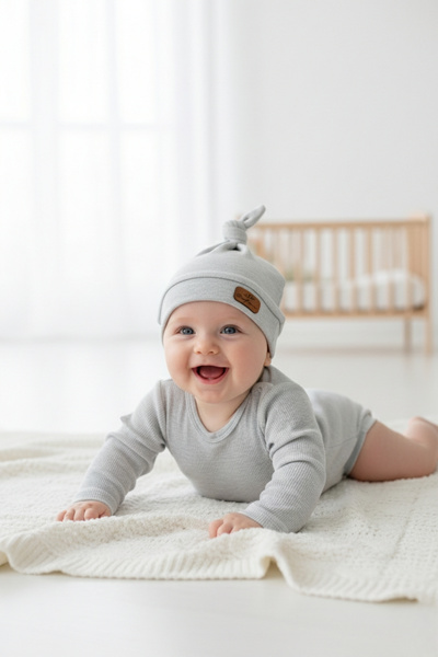 LOGO AKSESUAR Baby Top Tie Emblem Cotton Cap