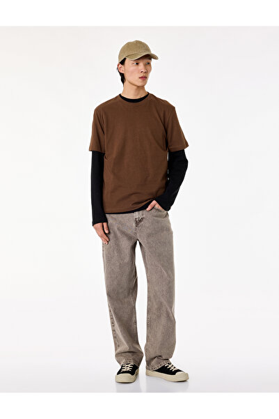 Koton Βαμβακερό μπλουζάκι με κοντό μανίκι και λαιμόκοψη ποδηλάτου σε κανονική...