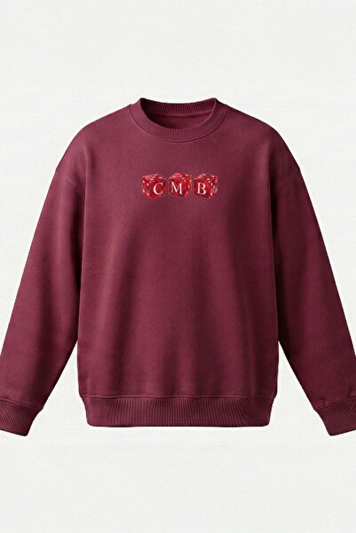 COMBİNE MİCHAİL Ανδρικό φούτερ Zar με τύπωμα oversized Claret Red