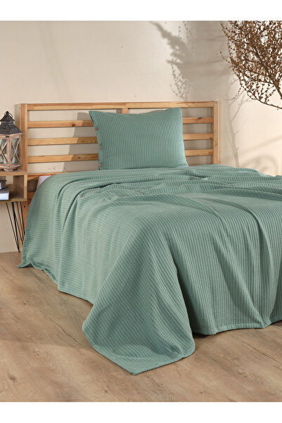Cottonest Single Khaki Bedspread Set with 1 Pillowcase