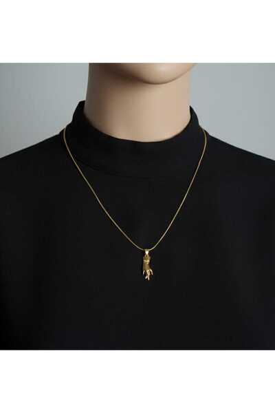 Carenzo Minimal Steel Women's Necklace with Hand Figure