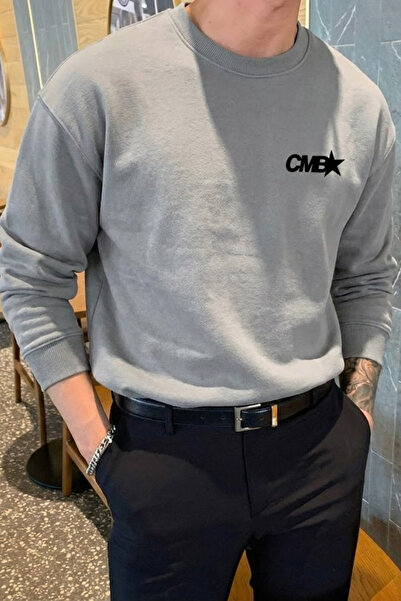 COMBİNE MİCHAİL Мъжка CMB печатна широка сива суитшърт