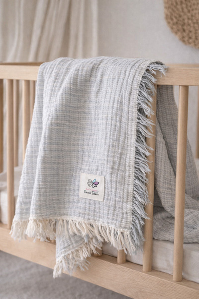 RUKİYE YAVUZ Pamuk Pazen بطانية أطفال من الموسلين القطني 100% مكونة من 4 طبقا...