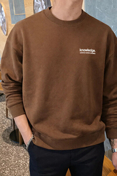 COMBİNE MİCHAİL Hanorac maro pentru bărbați din bumbac imprimat cu Knowledge