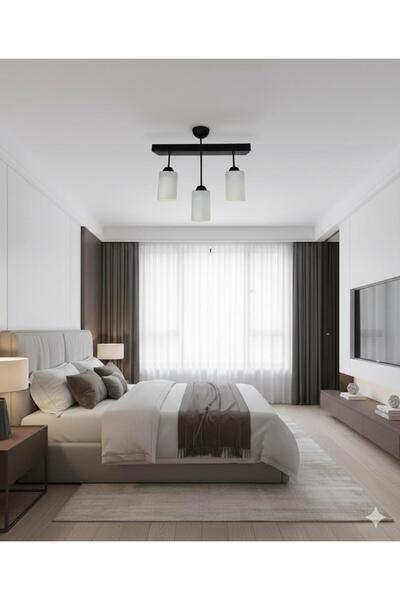 BİAVİZE 3'LÜ BEYAZ CAMLI MODERN AVİZE