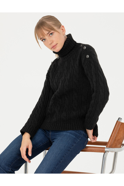 Pierre Cardin Crni regular fit džemper sa rolkama 50276220-VR046