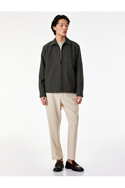 Koton Regular Fit Long Sleeve Pocket Shirt Collar Zipper Sports Jacket