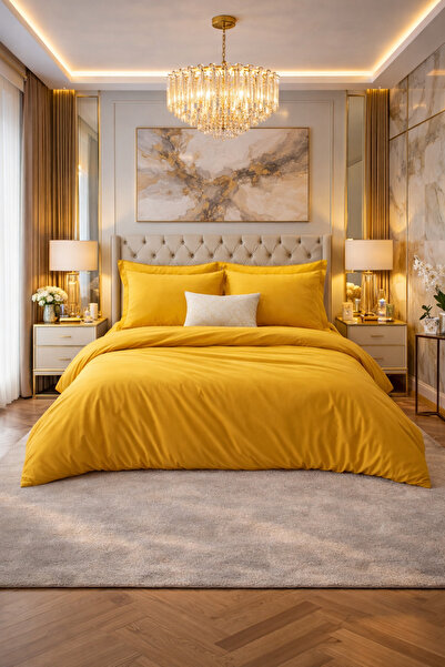 Atmosphera Husa de pilota Atmosphera, 140 x 200 cm, Bumbac 100%, culoare Galb...