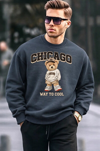 COMBİNE MİCHAİL Ανδρικό καπνιστό φούτερ Chicago Bear με κέντημα Retro City