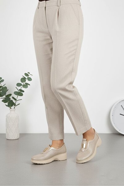 Mammamia Kadın Deri Casual Ayakkabı - Bej Renk - Günlük Şık Ayakkabı - D25YA-...