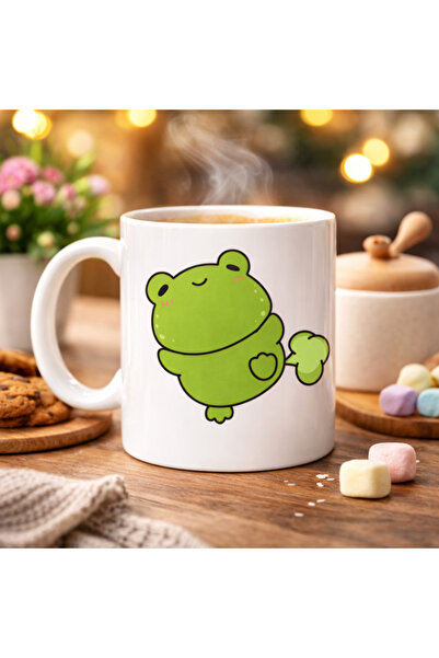 Generic Brand Porcelain Mug with Happy Frog Design Model 91 – a Fun, Sweet, a...