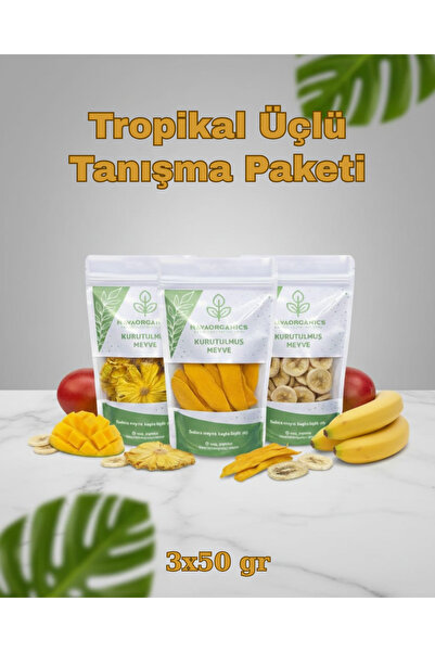 NAVAORGANICS ŞEKERSİZ TROPİKAL 3'LÜ TANIŞMA PAKETİ| ANANAS-MANGO-MUZ | 3X50 G...