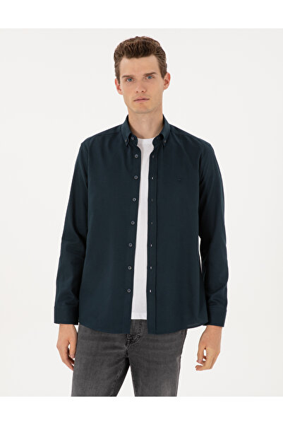 Pierre Cardin Lacivert Regular Fit Uzun Kollu Gömlek 50316736-VR033