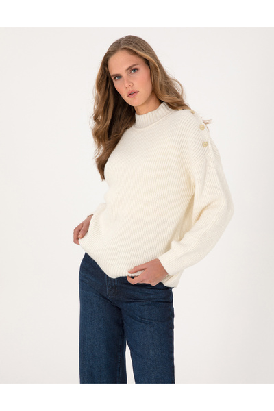 Pierre Cardin Ekru Comfort Fit Yarım Balıkçı Kazak 50316342-VR019