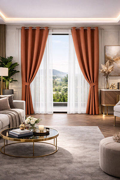 Atmosphera Atmosphera blackout curtain, 140 x 260 cm, Polyester, Terracotta c...