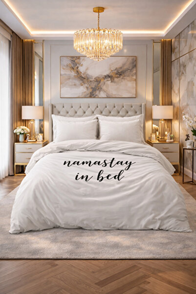 Sleeptime Lenjerie de pat Essentials Namastay White, Mixcrofibre, Fata de Per...