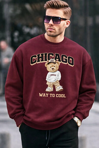 COMBİNE MİCHAİL Hanorac pentru bărbați Chicago Bear, brodat, stil retro, culo...