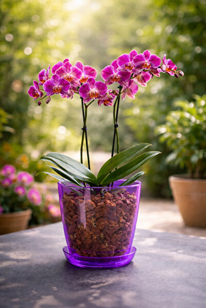 Melkan Home Orkide Saksı, Şeffaf Mor Orkide Saksısı 1,5 Litre Kristal Orkide ...
