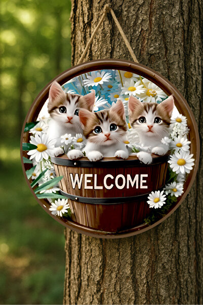 MARNELLO CONSEPT "Welcome" Door Ornament - Wooden Mdf 2D Flat Print with Cute...