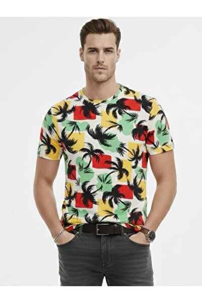 Tommy Hilfiger Palm Print Cotton Men's T-Shirt